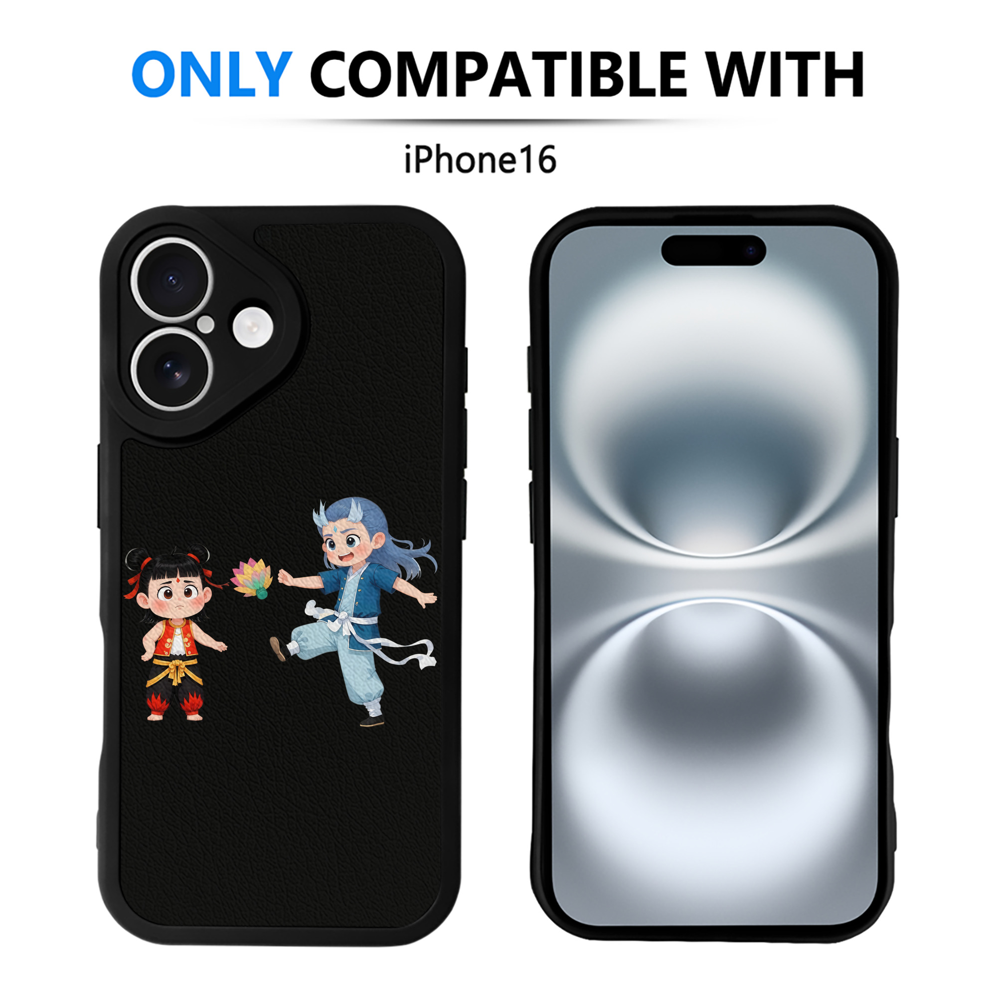 （画像用） Ne Zha 2 ナタ 魔童の大暴れ 【iPhone 16シリーズ対応】シリコンスマホケース（レザー調） 材質：シリコン